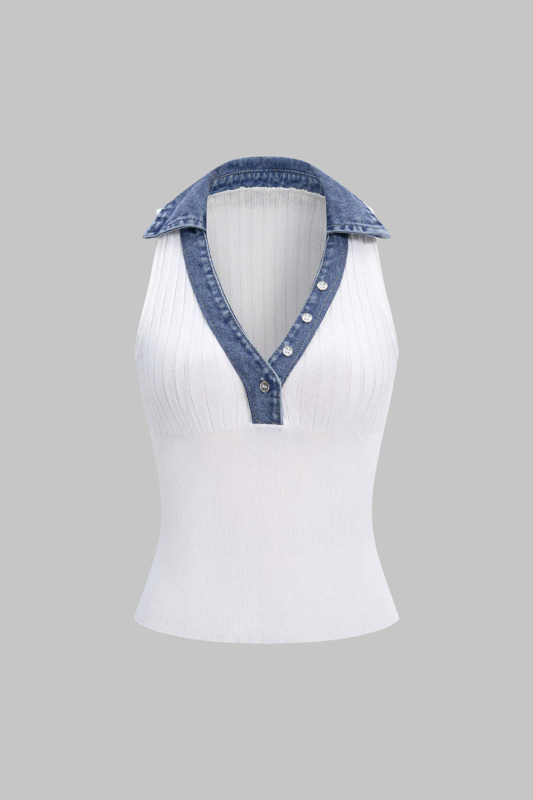Patchwork V-Neck Tank Top