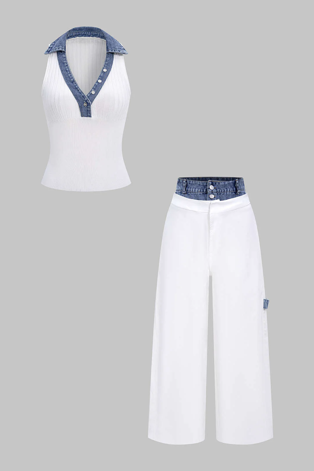 Patchwork V-Neck Tank Top - Image 2