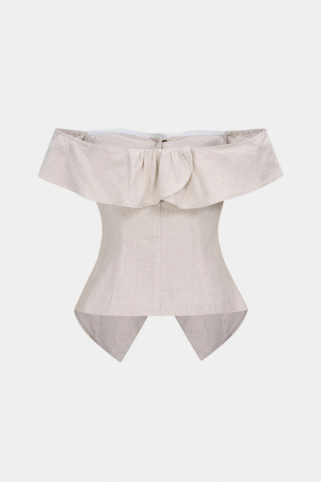 Linen Metallic Button Off-Shoulder Sleeveless Top - Image 2