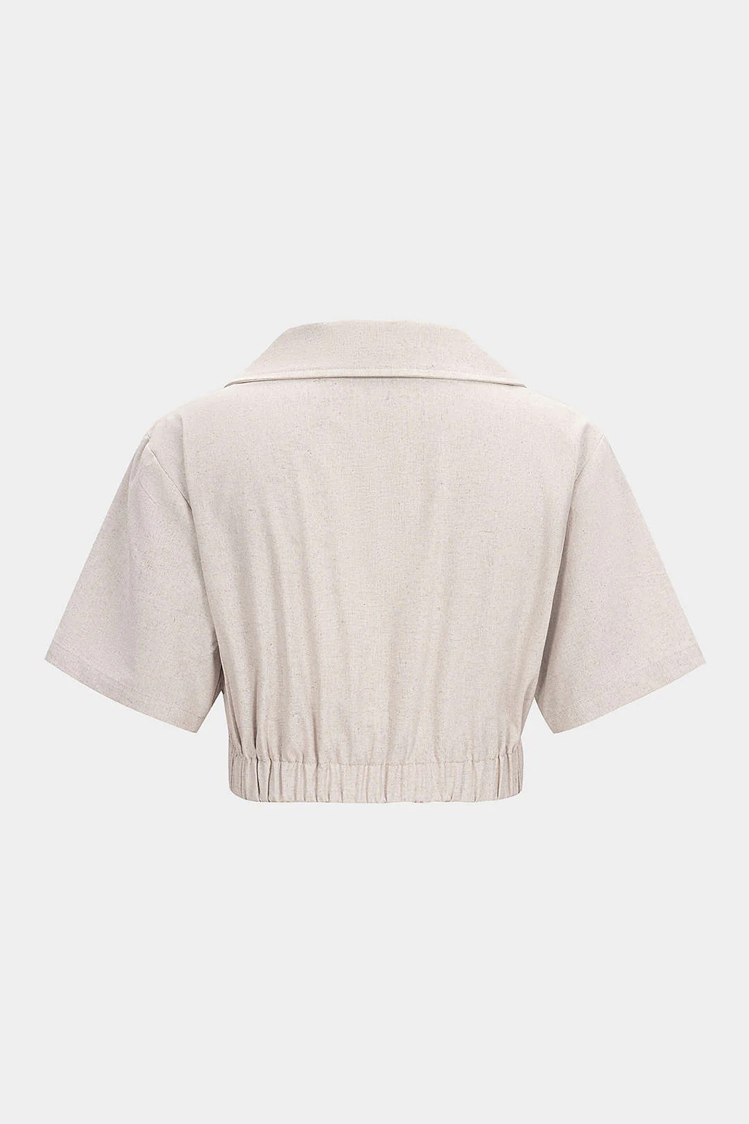 Linen Lapel Twist Knot Cropped Top - Image 2