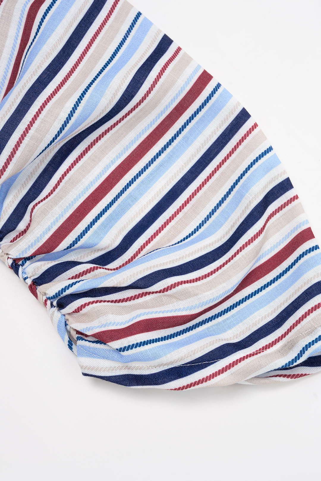 Stripes Print Lapel Tie-Up Button Pocket Long Sleeve Top - Image 5