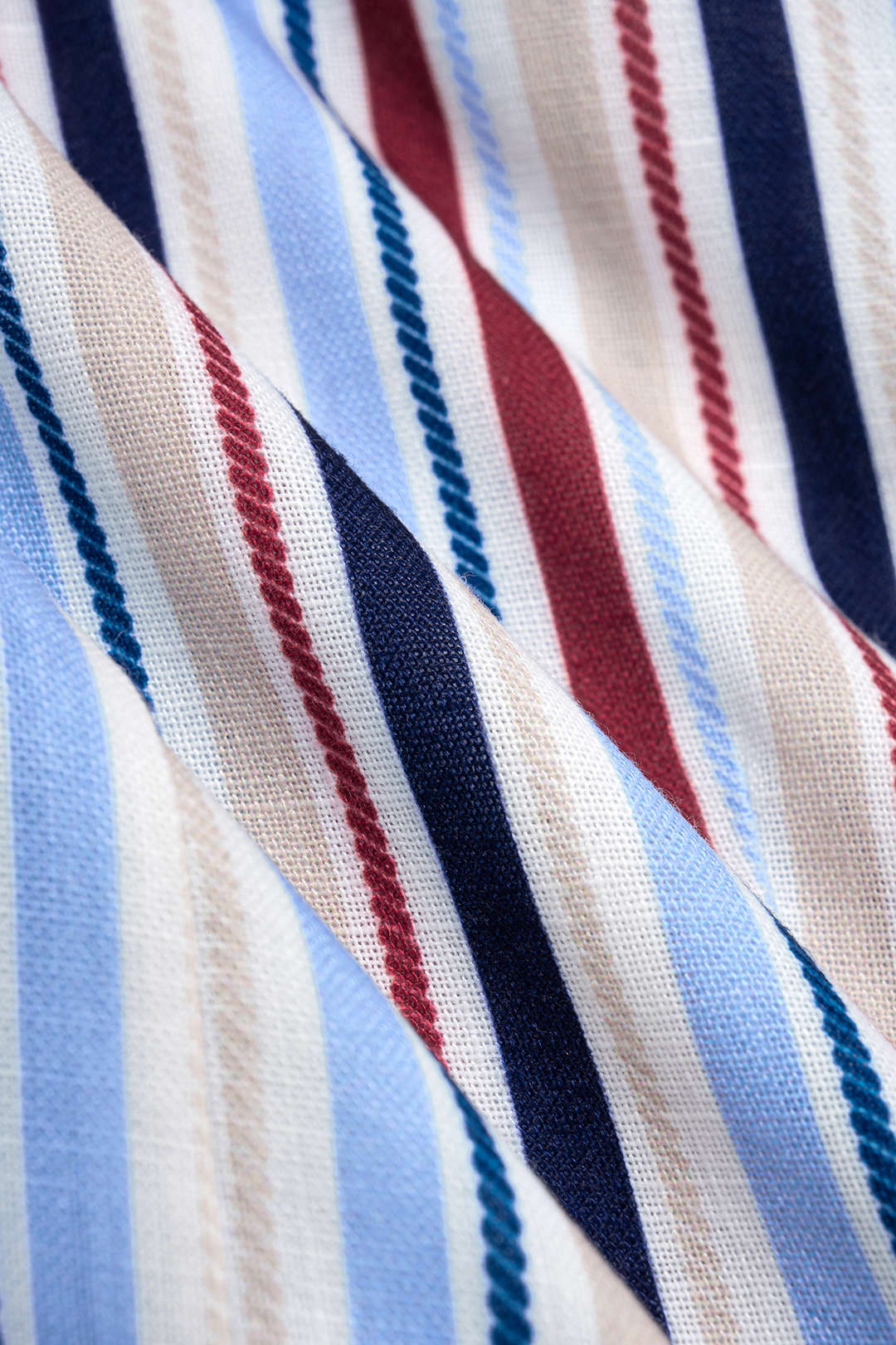 Stripes Print Lapel Tie-Up Button Pocket Long Sleeve Top - Image 7
