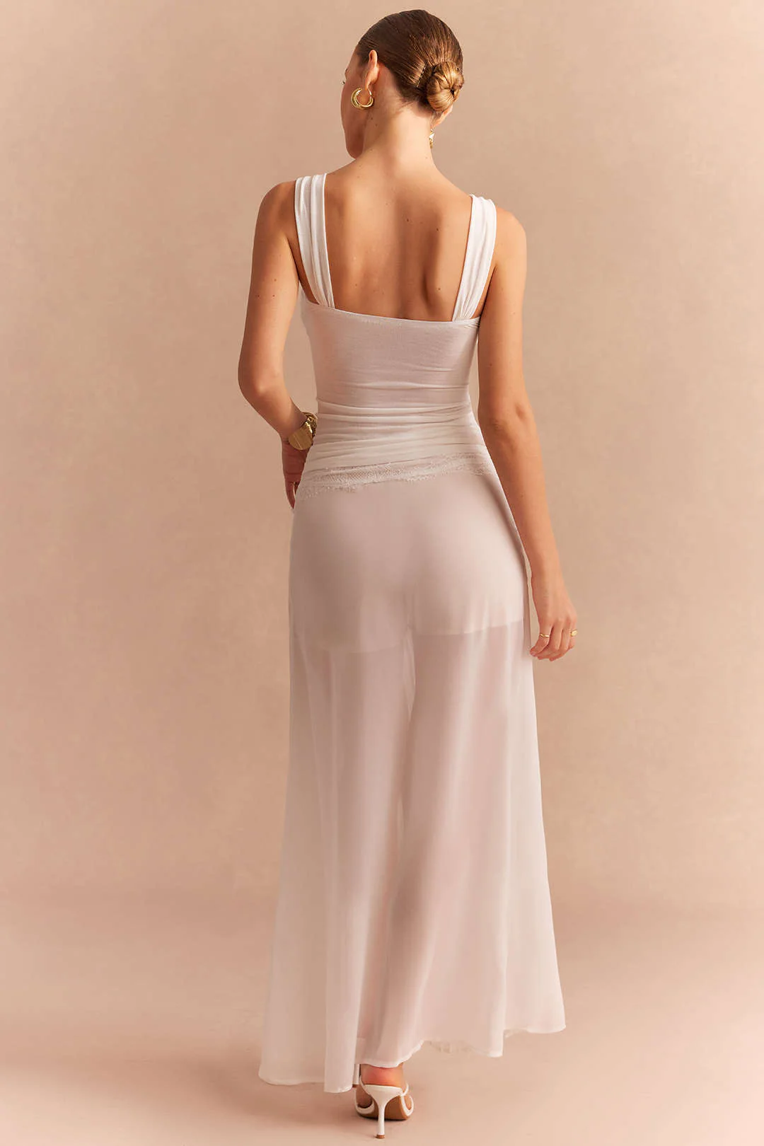 Lace Patchwork Twist Knot Cut Out Tank Top - Image 2