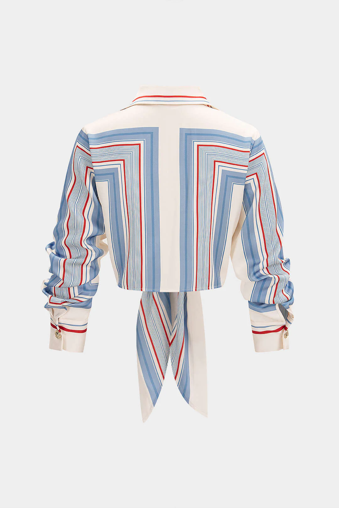 Geometric Print Tie Front Shirt - Image 3