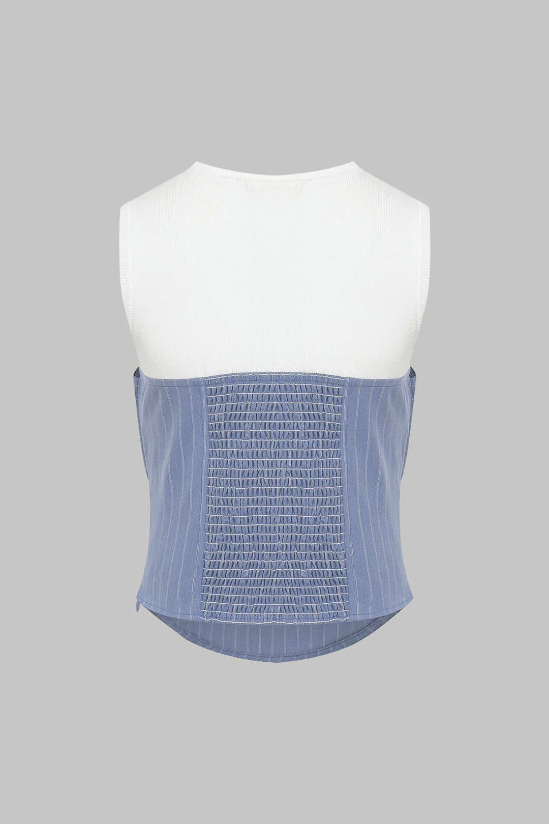 Contrast Stripes Print Asymmetrical Knotted Tank Top - Image 2