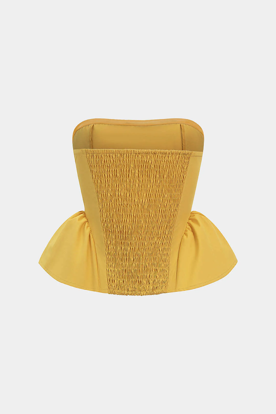 Solid Ruched Smocked Tube Top - Image 2