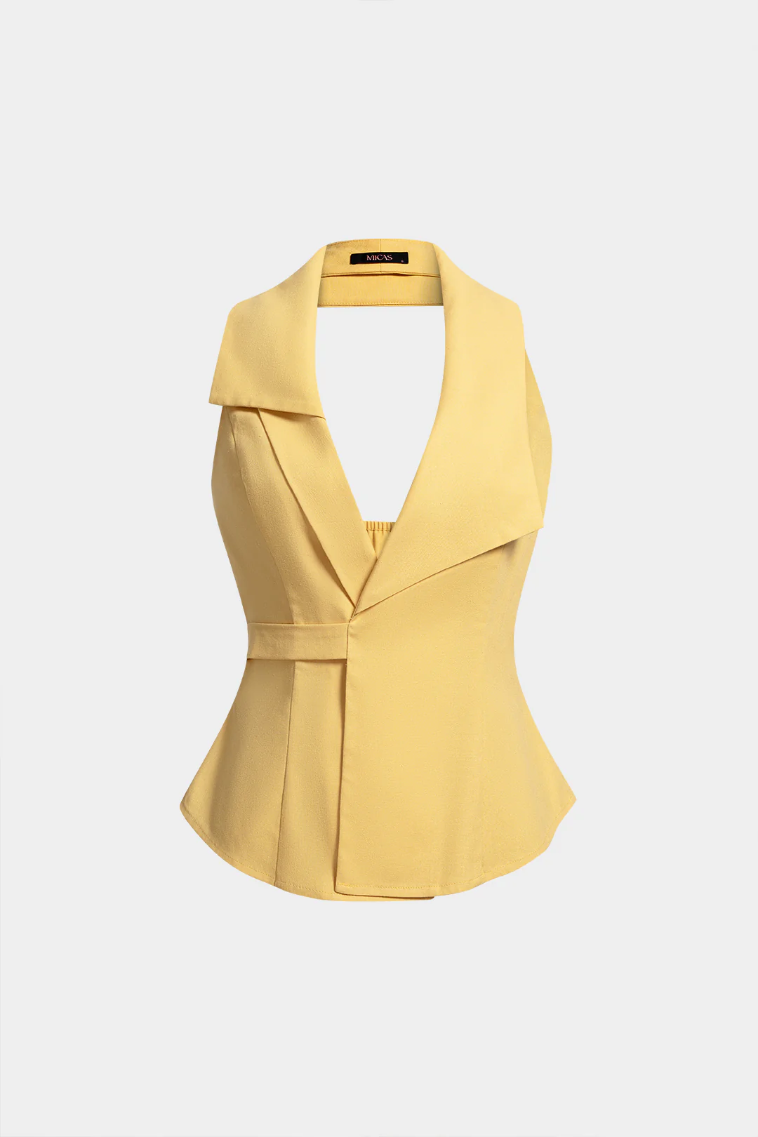 Linen Asymmetrical V-Neck Knotted Tank Top