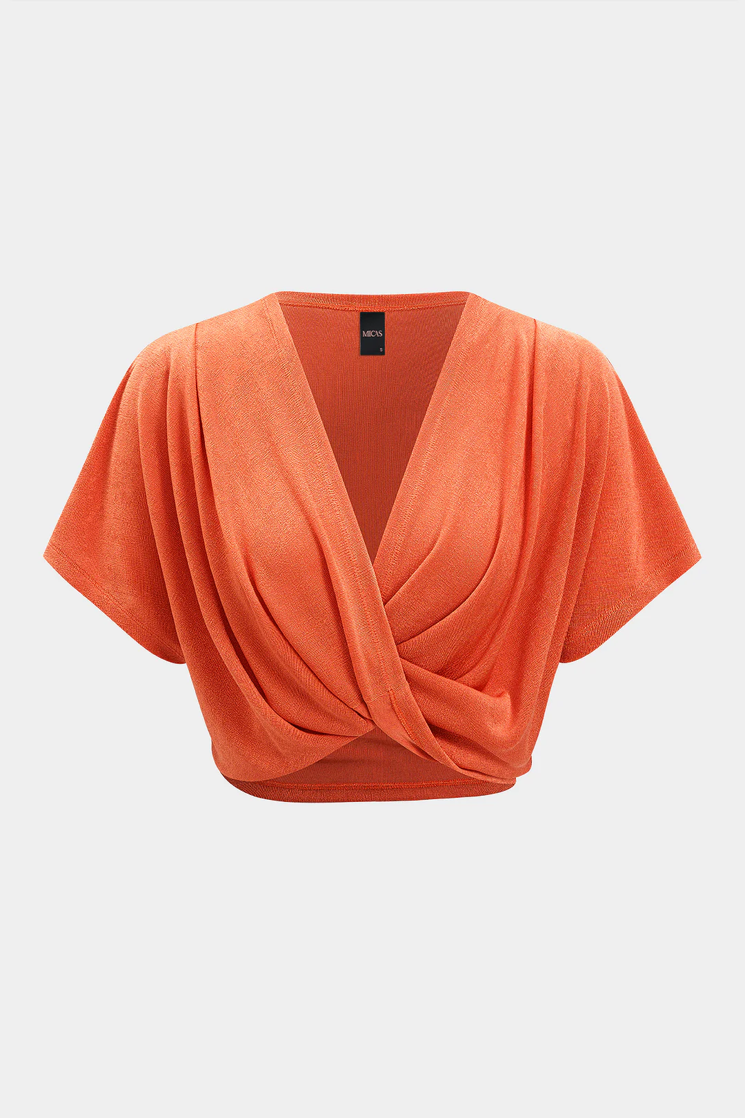V-Neck Crossed Ruched Short Sleeve Top