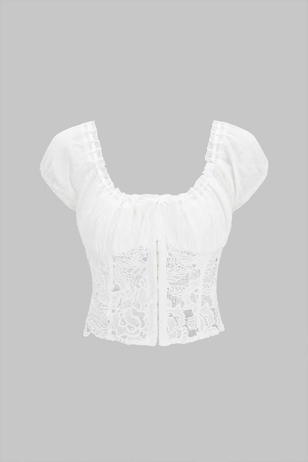 Lace Tie-Up Corset Short-Sleeve Shirt