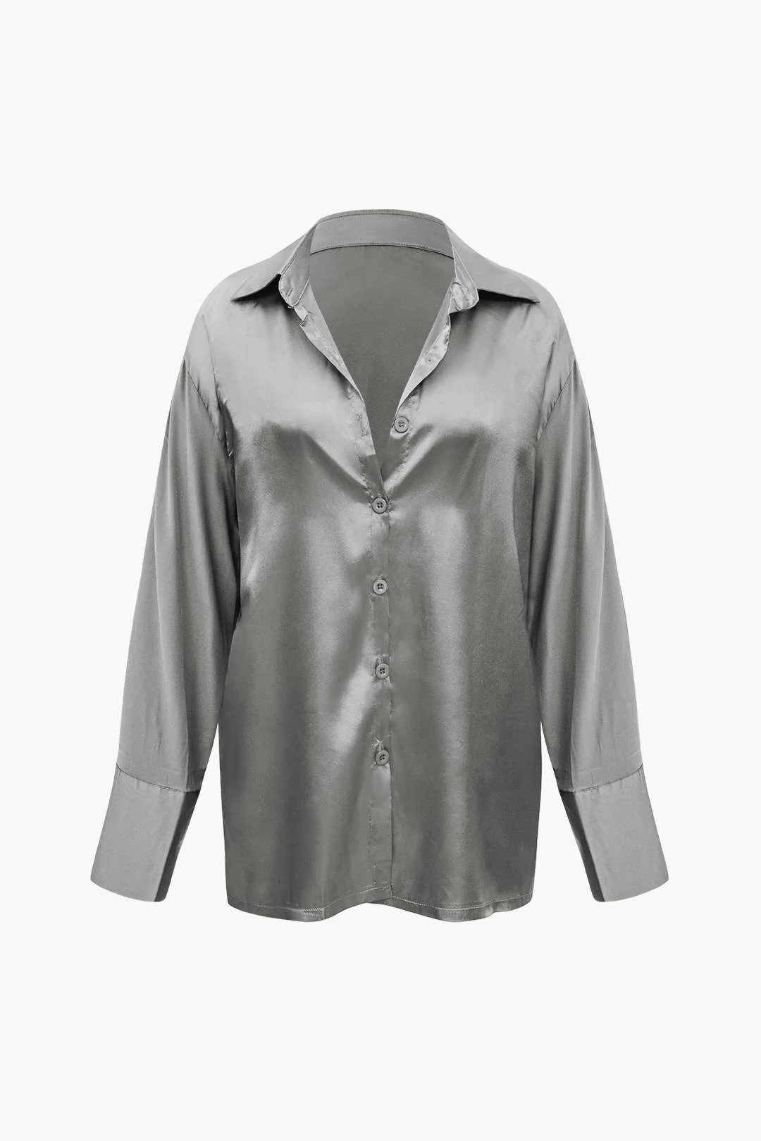 Satin Button Up Long Sleeve Shirt And Pants Set - Image 15