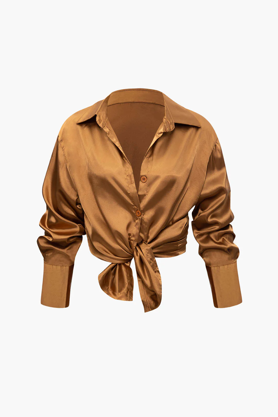 Satin Button Up Long Sleeve Shirt And Pants Set - Image 20