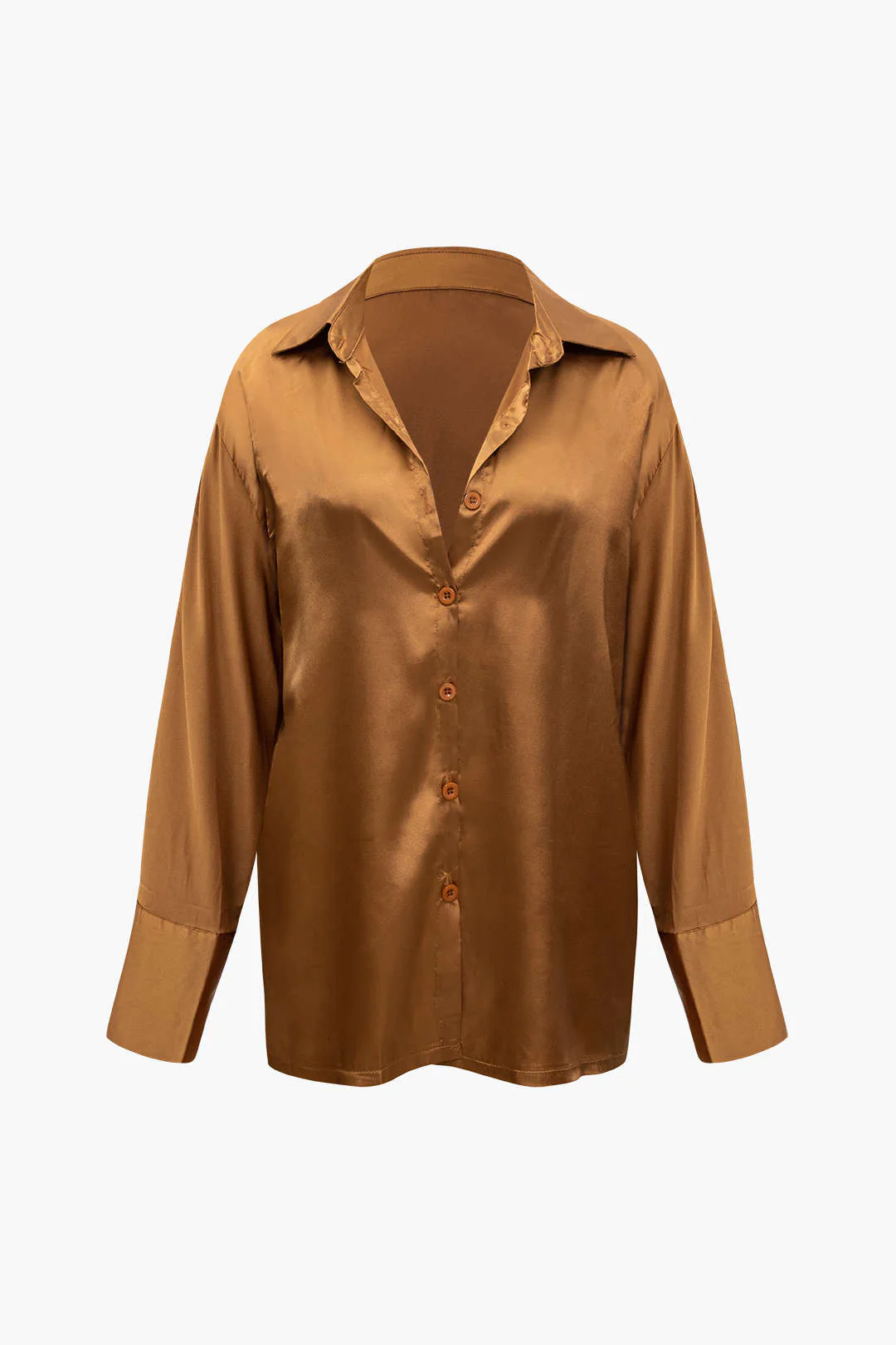 Satin Button Up Long Sleeve Shirt And Pants Set - Image 21