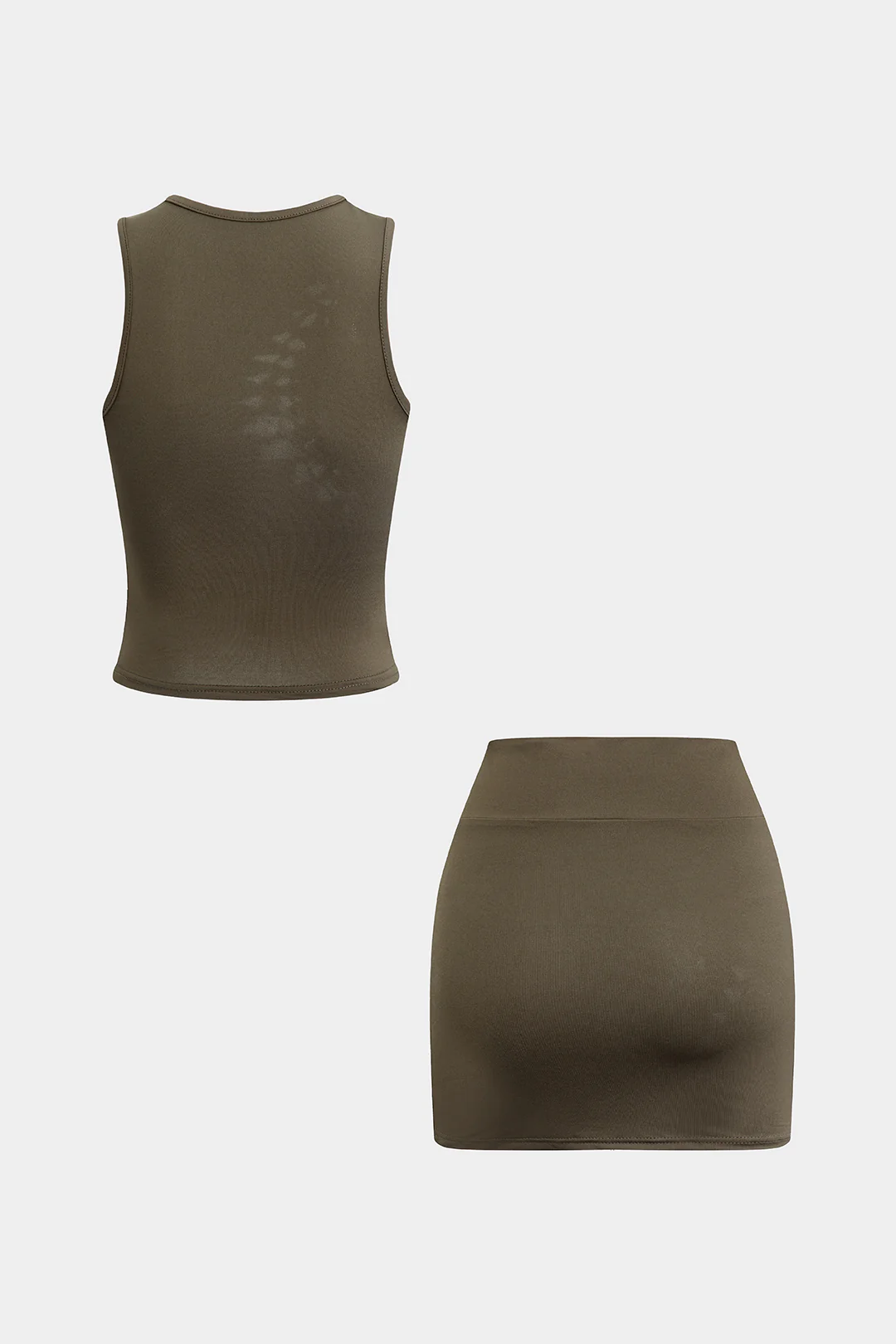 Braided Cut Out Round Neck Tank Top And Skirt Set - Image 2