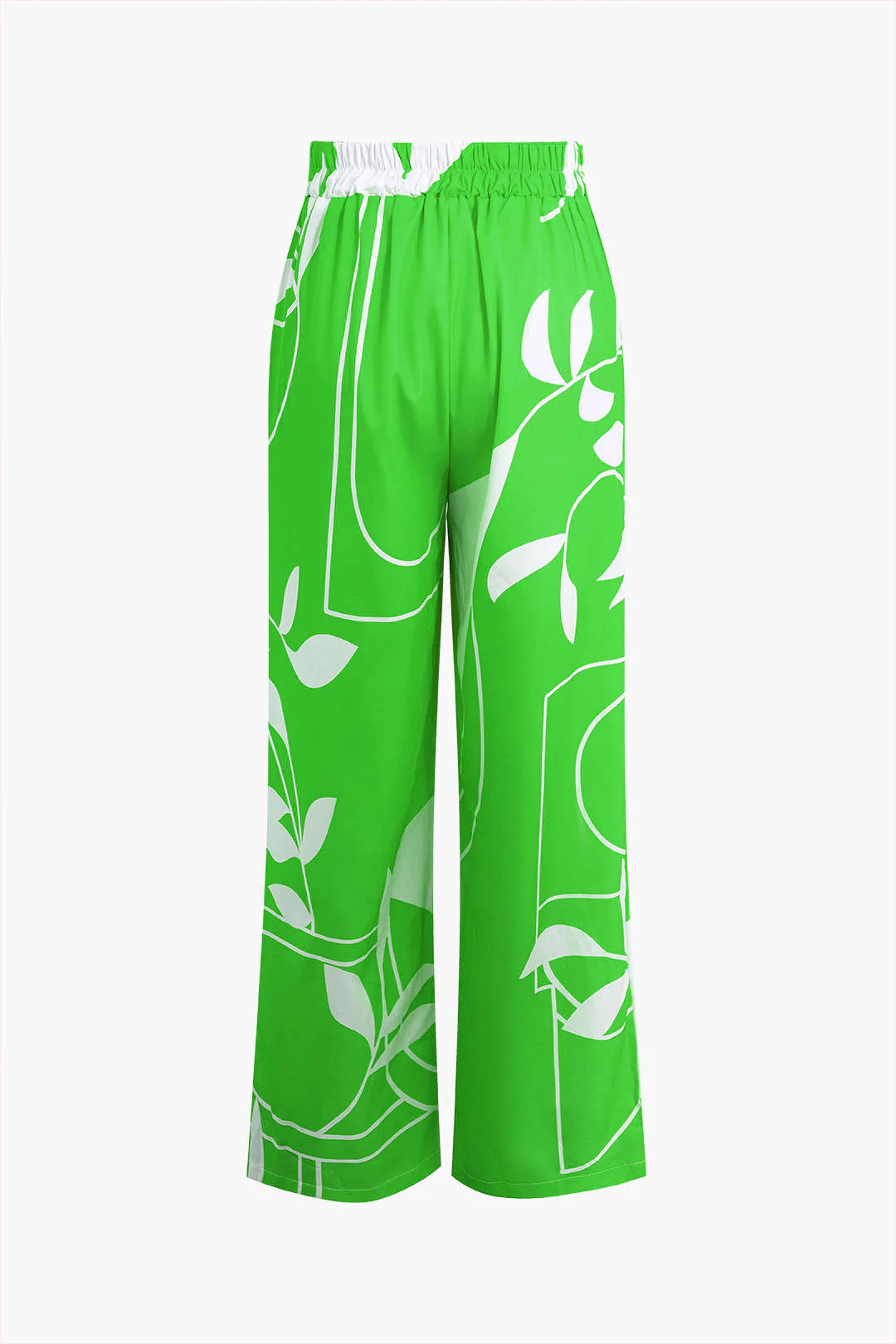 Bamboo Leaf Print Knot Cami Top And Pants Set - Image 11