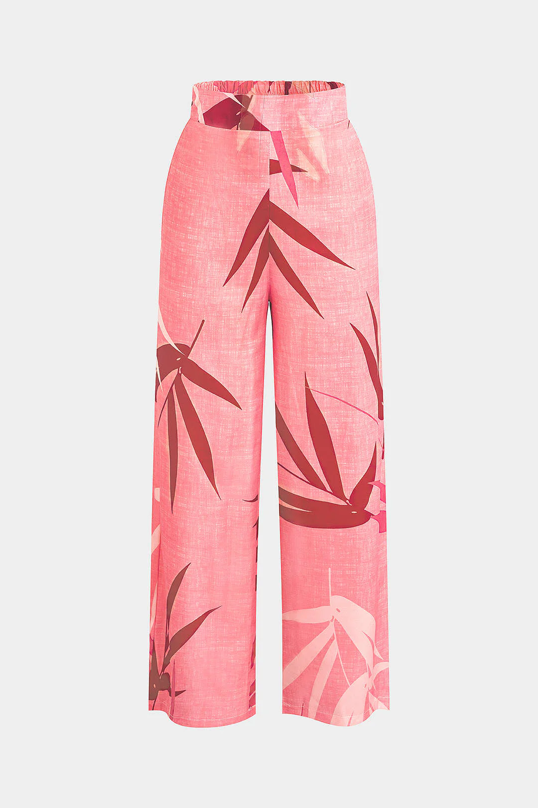 Bamboo Leaf Print Knot Cami Top And Pants Set - Image 3