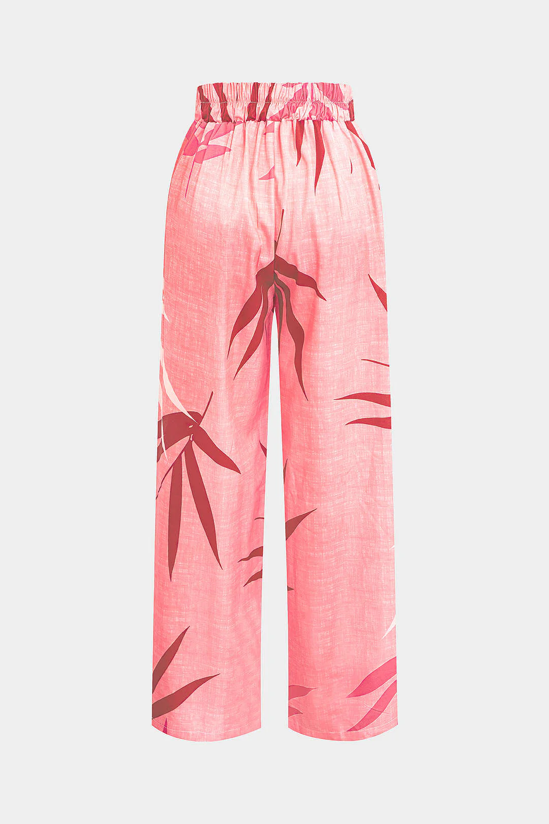 Bamboo Leaf Print Knot Cami Top And Pants Set - Image 5
