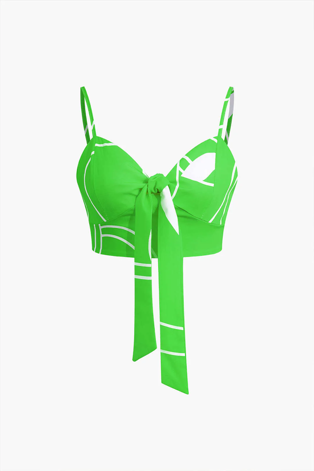 Bamboo Leaf Print Knot Cami Top And Pants Set - Image 8