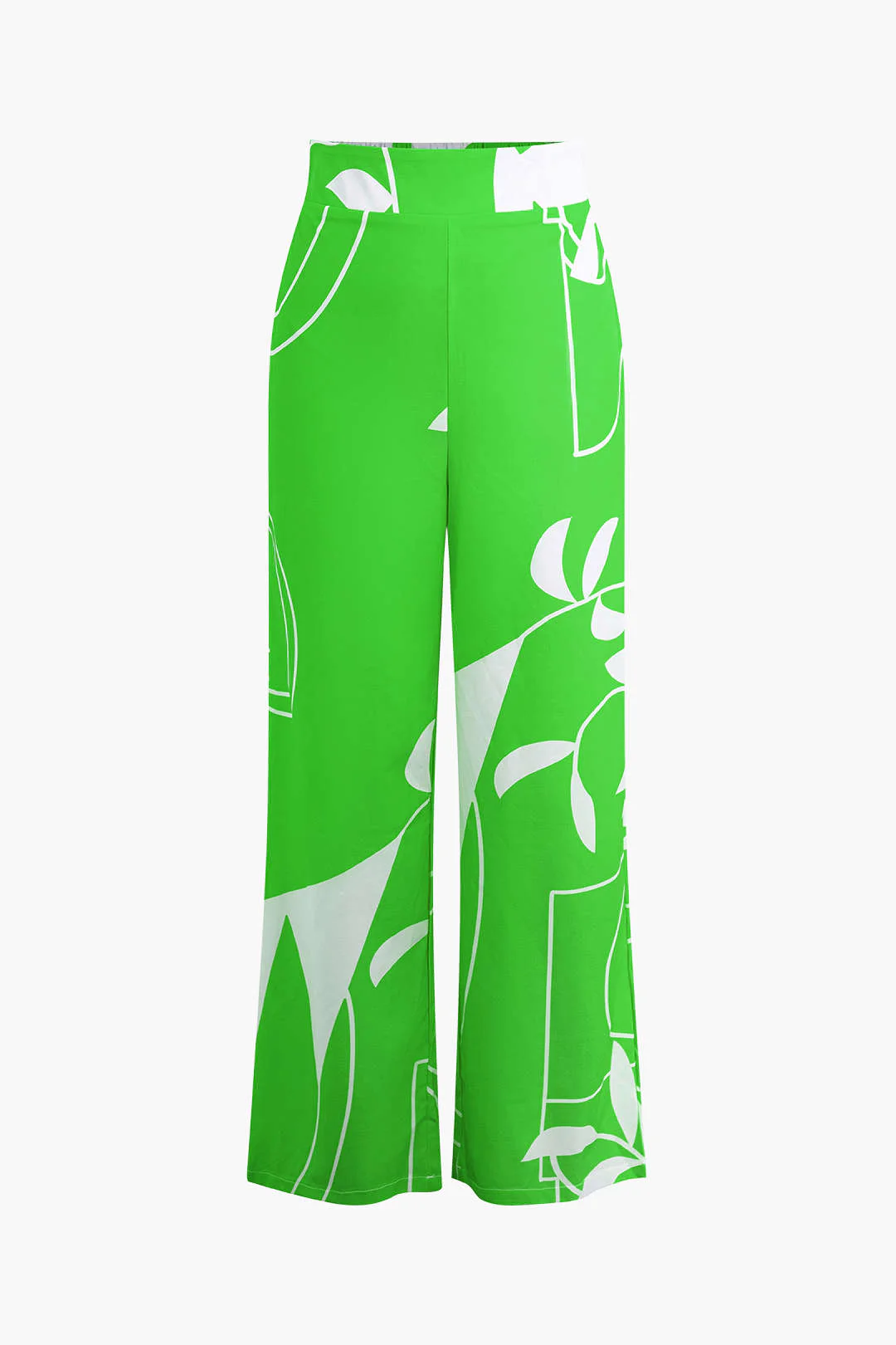 Bamboo Leaf Print Knot Cami Top And Pants Set - Image 9