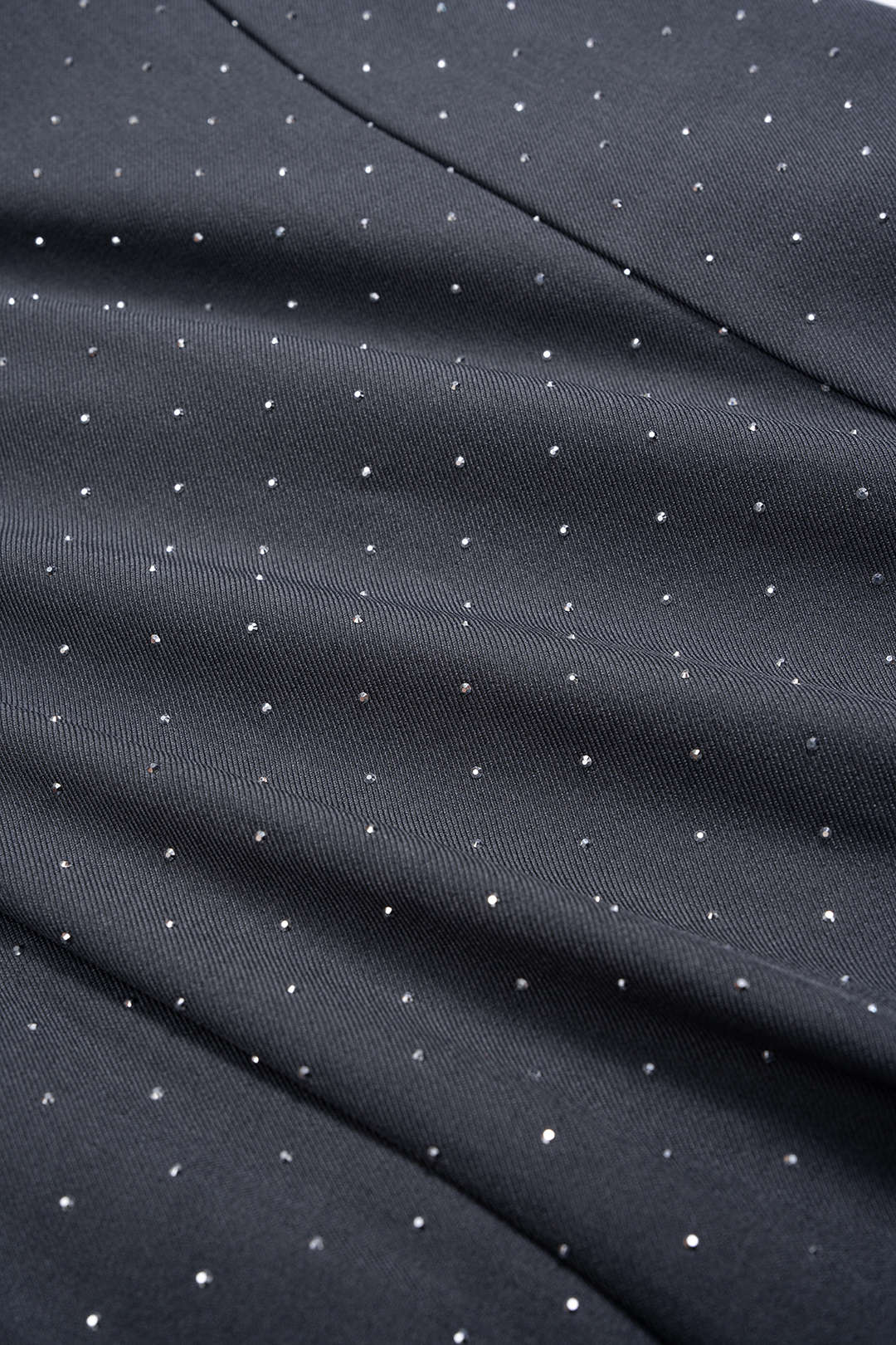 Diamond Print Rhinestone Pocket Wide Leg Trousers - Image 4