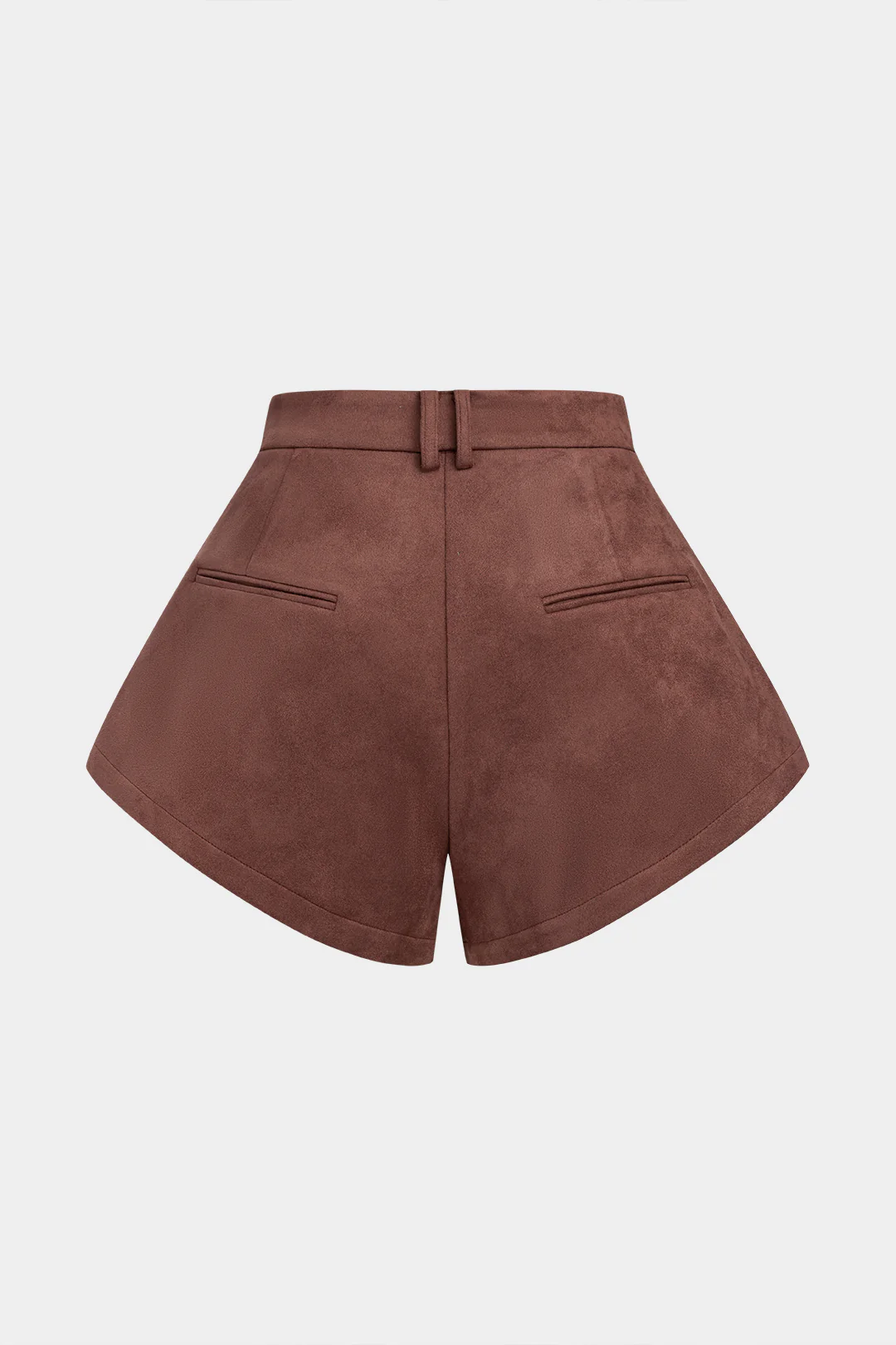 Suede Patchwork Zipper Fake Pocket Shorts - Image 2