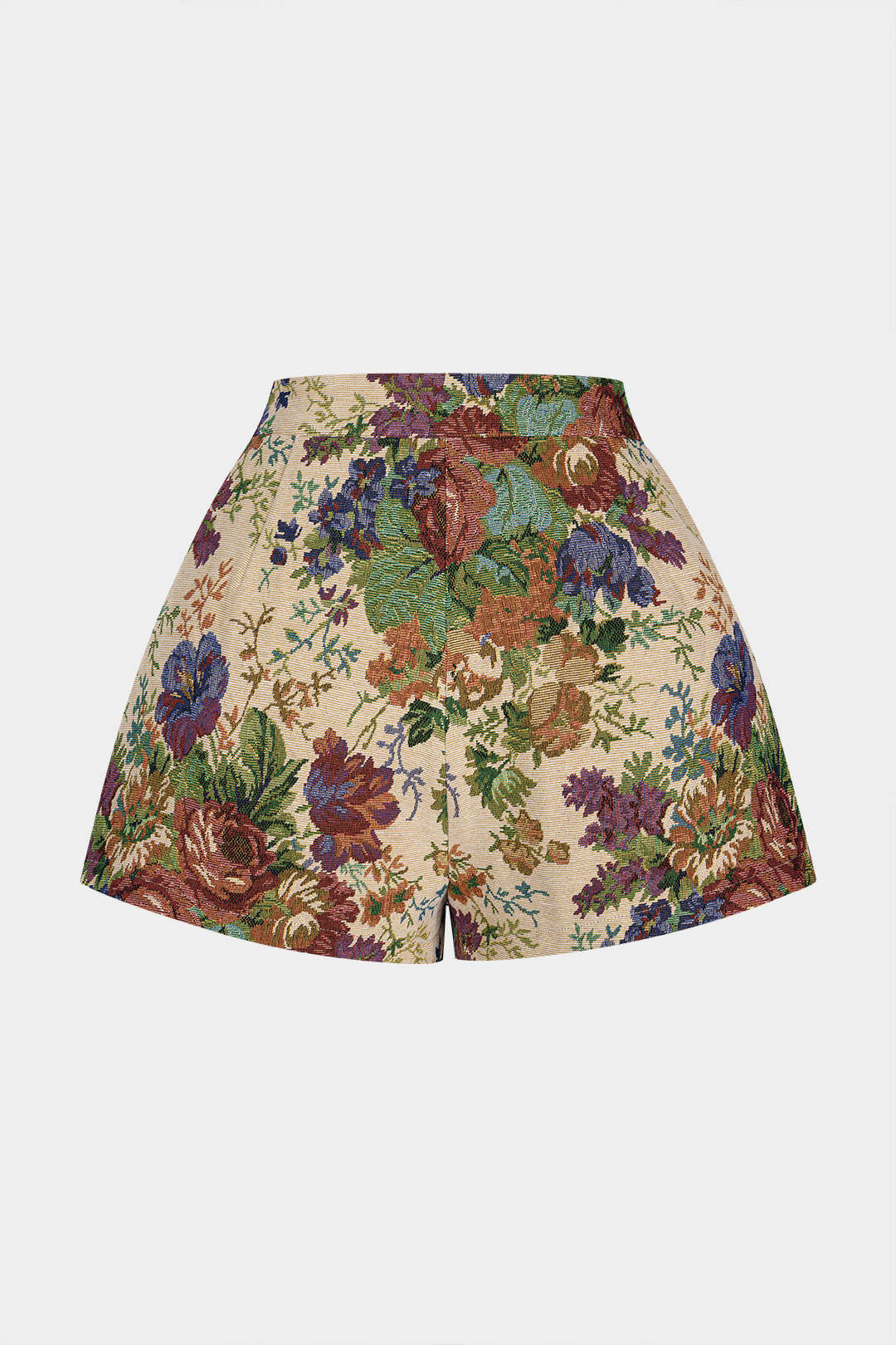 Floral Print Jacquard High Waist Shorts - Image 2
