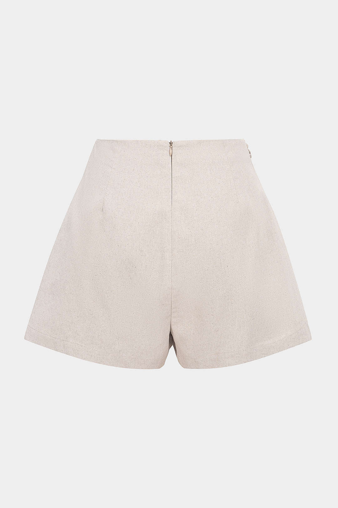 Linen Asymmetrical Twist Knot Zipper Shorts - Image 2