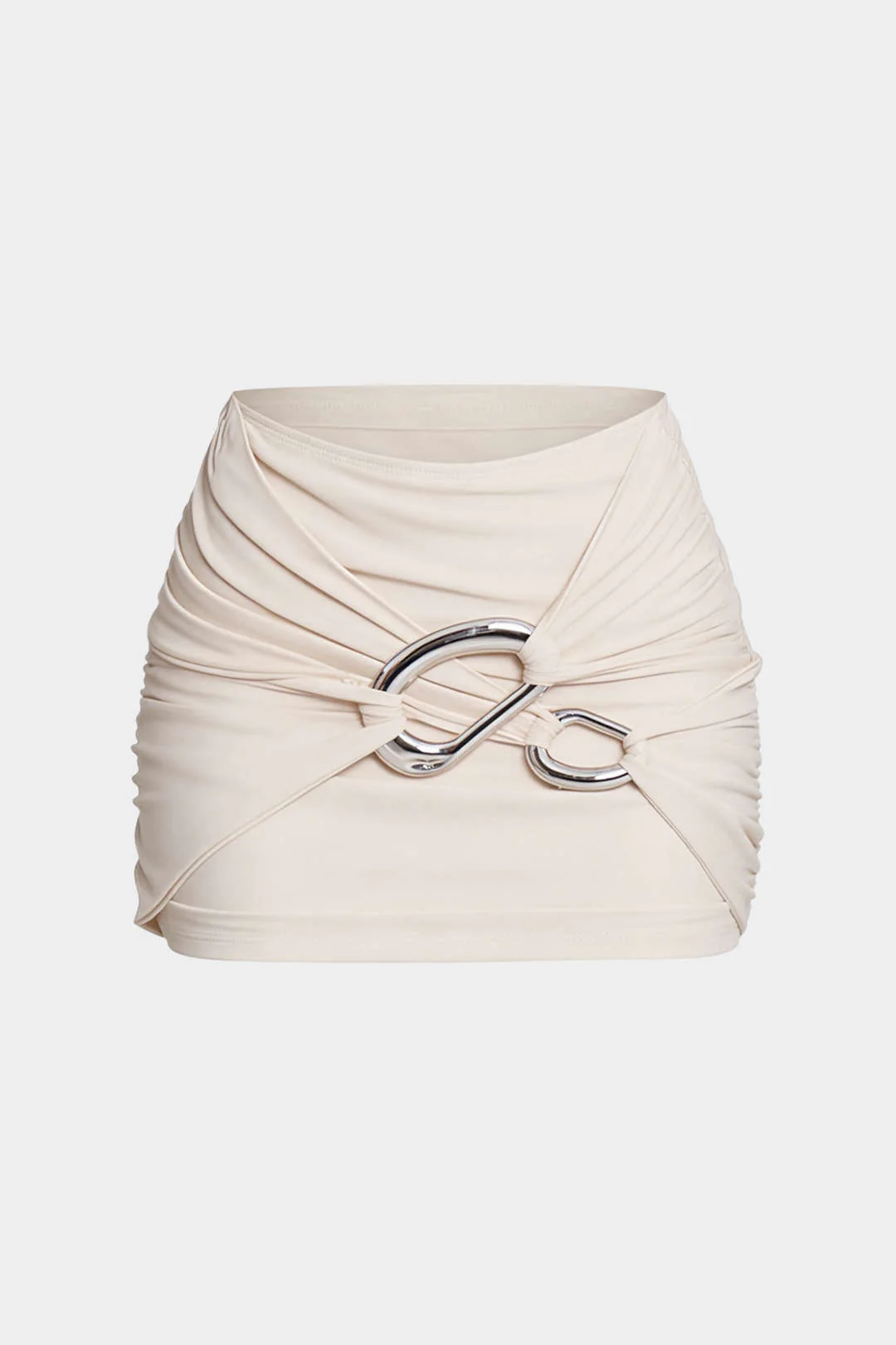 Ruched Asymmetrical Metallic Decor Mini Skirt - Image 4