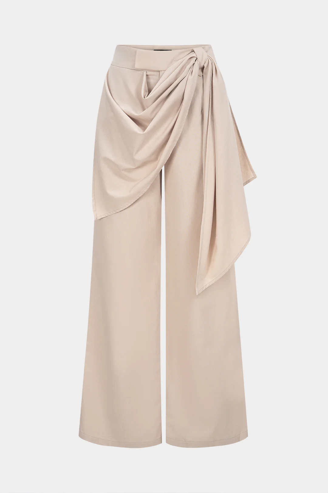 Asymmetrical Ruched High Waist Wide Leg Pants