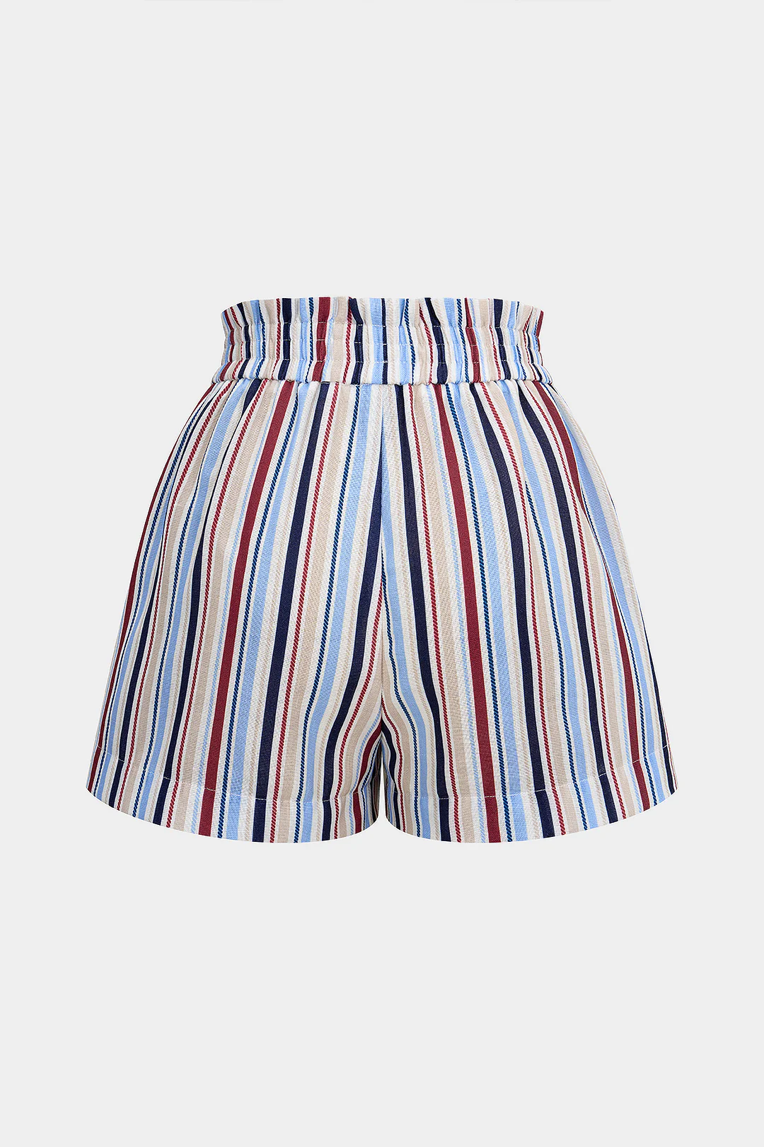 Stripes Print Pocket Shirred Waistband Shorts - Image 3