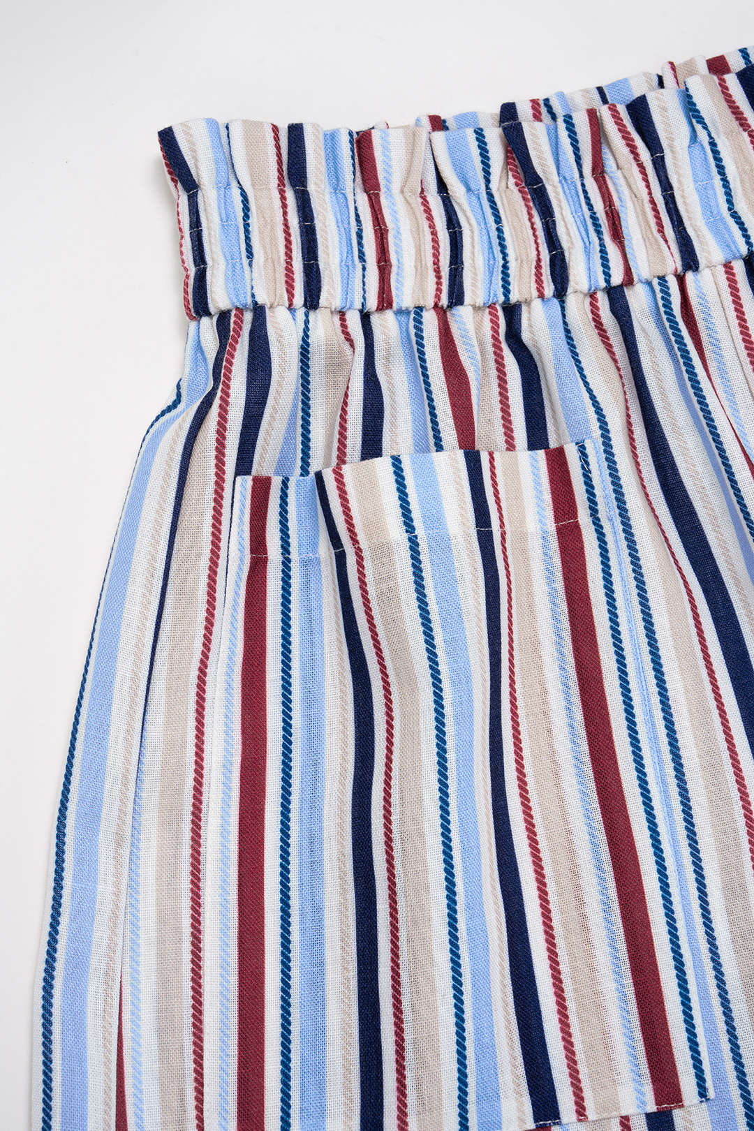 Stripes Print Pocket Shirred Waistband Shorts - Image 4
