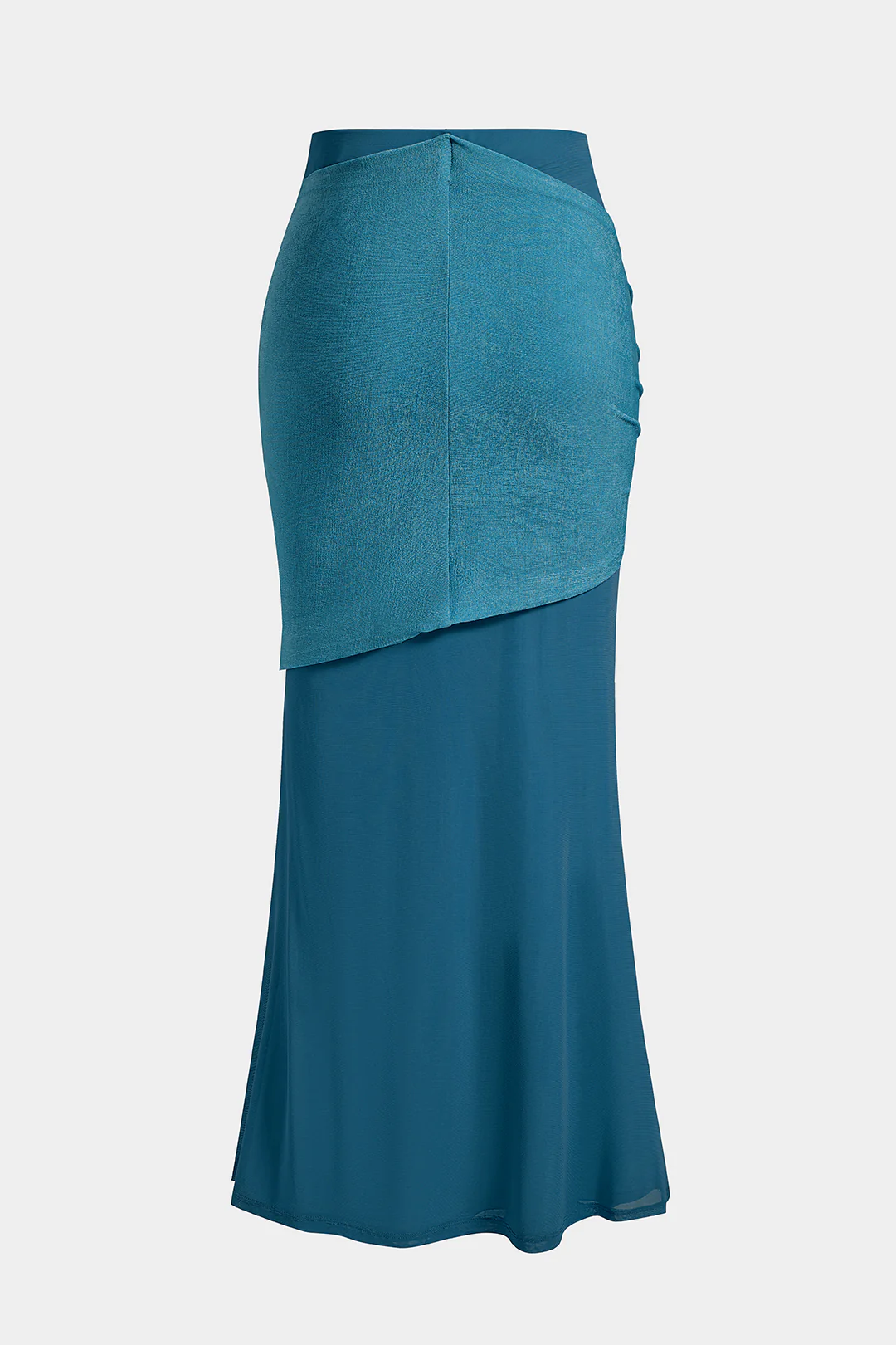 Patchwork Asymmetrical Ruched High Waist Skirt - Image 2