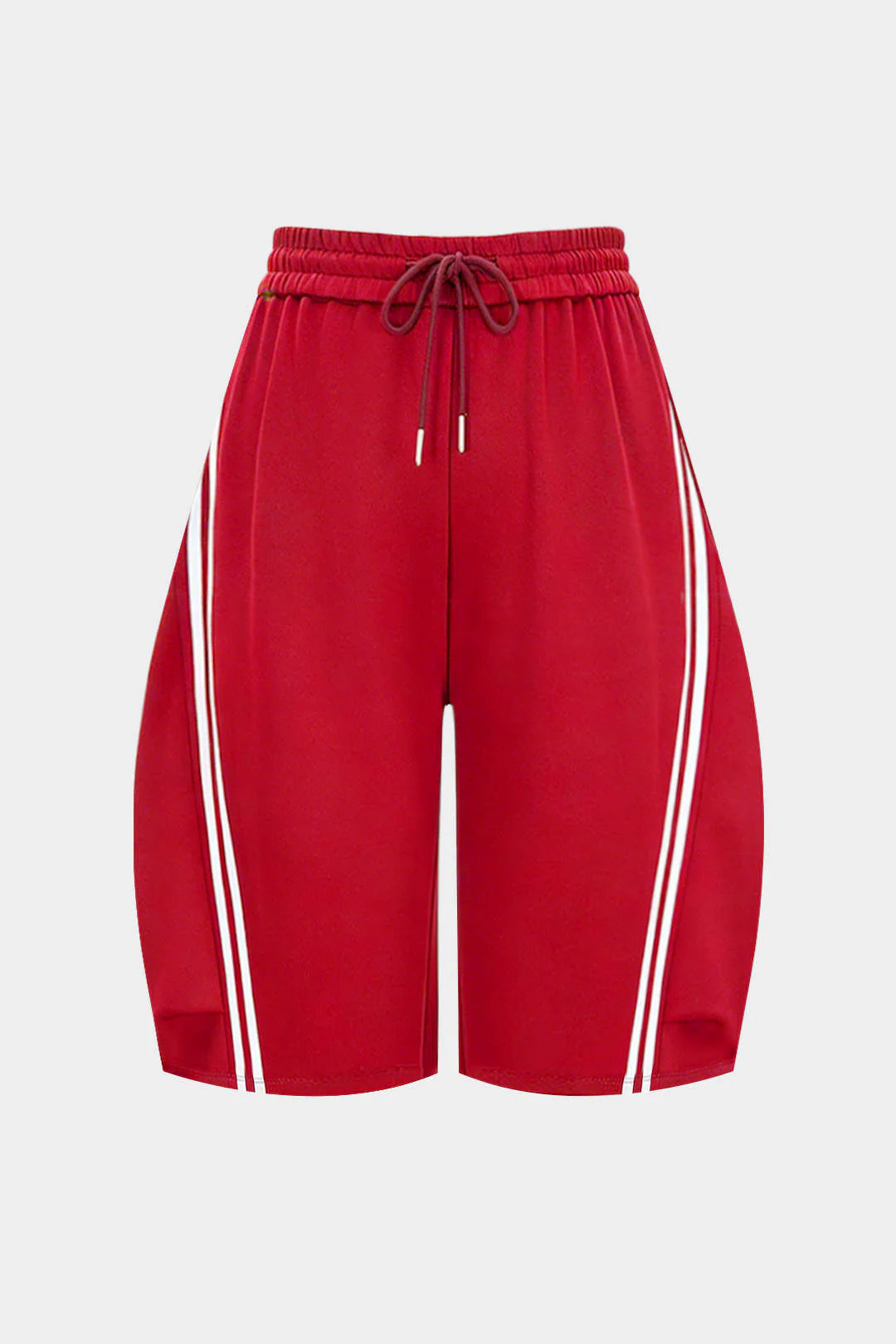 Plus Size Contrast Stripes Drawstring Waistband Shorts