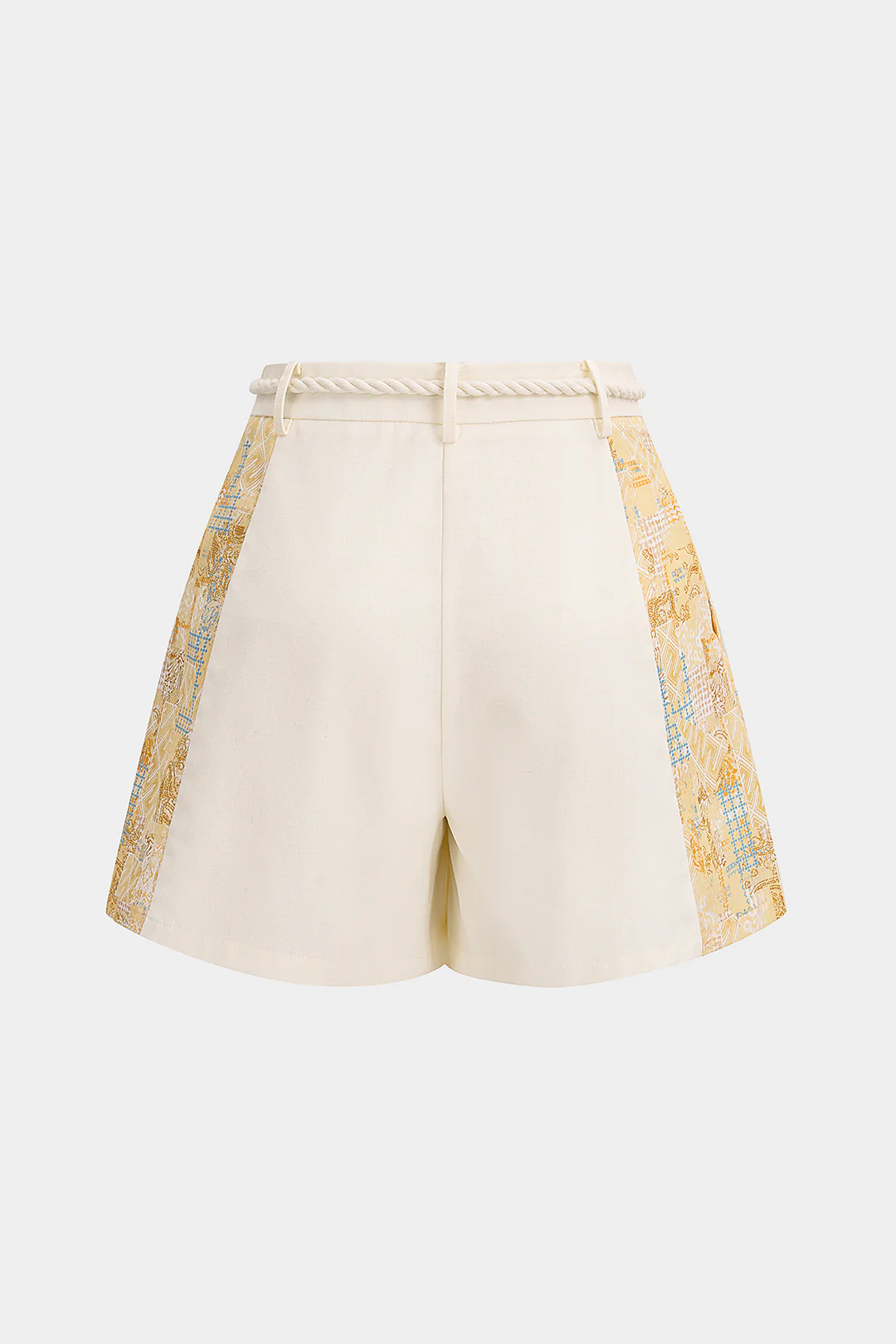 Contrast Print Linen Wide Leg Shorts - Image 2
