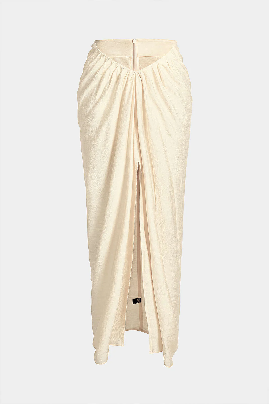 Ruched Split Zipper Skirt