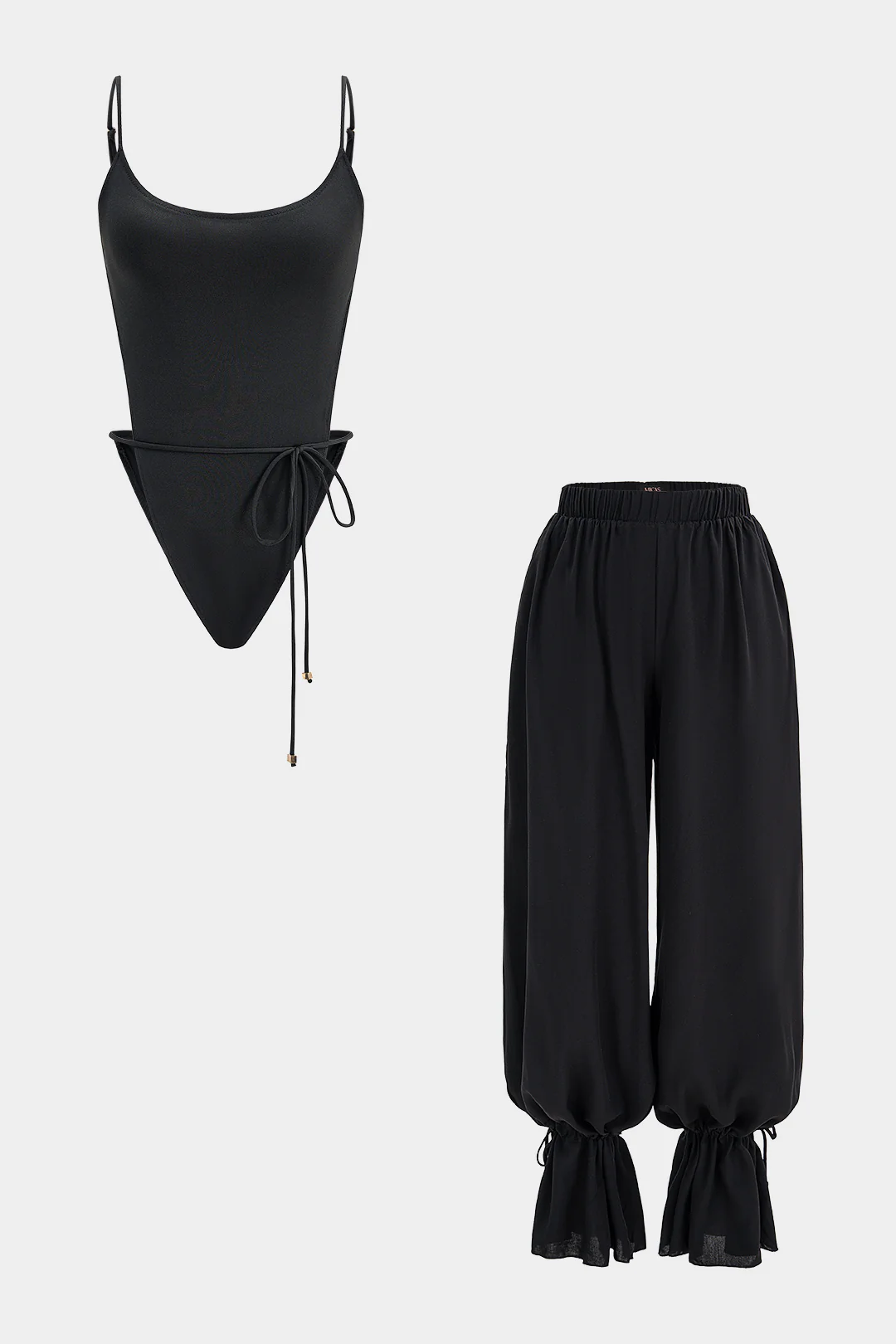 Solid Tie-Up Pants - Image 2