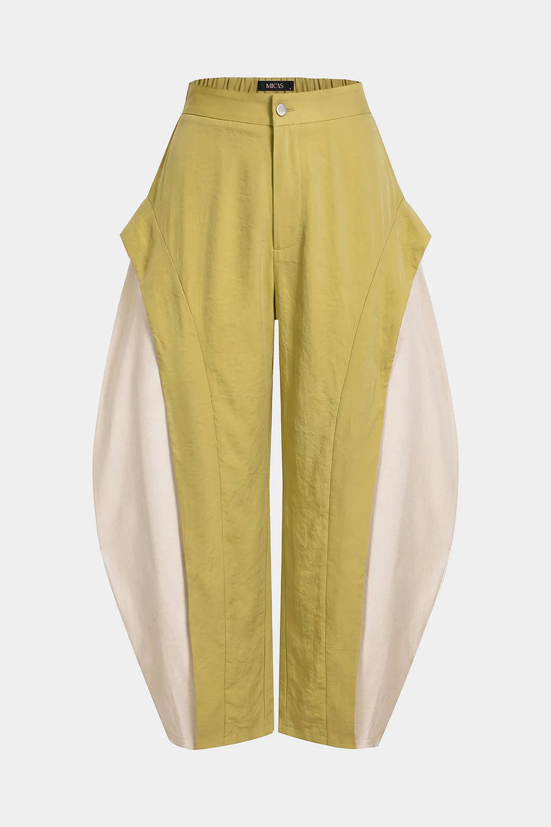 Contrast Button Wide Leg Pants