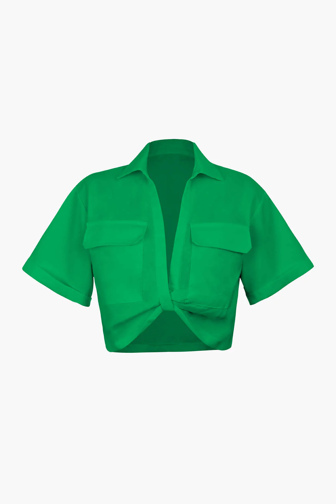 Basic Flap Pocket Twist Hem Shirt - Image 8