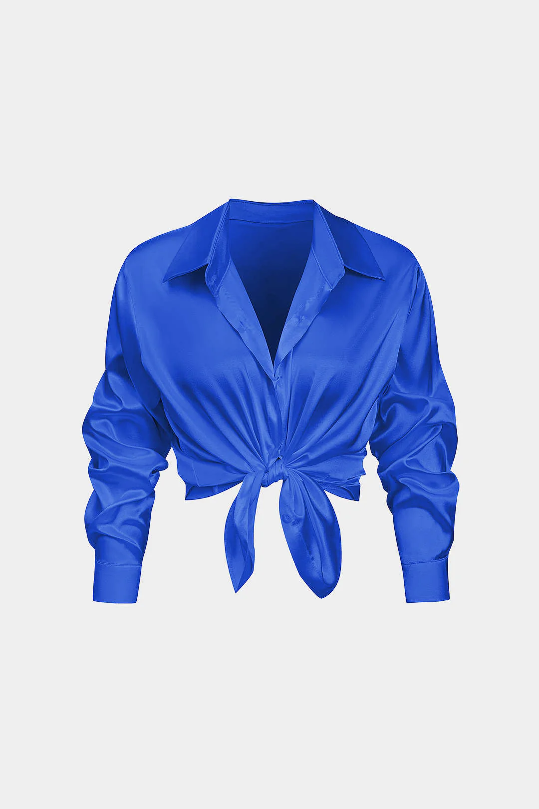 Basic Solid Satin Long-Sleeve Shirt - Image 10