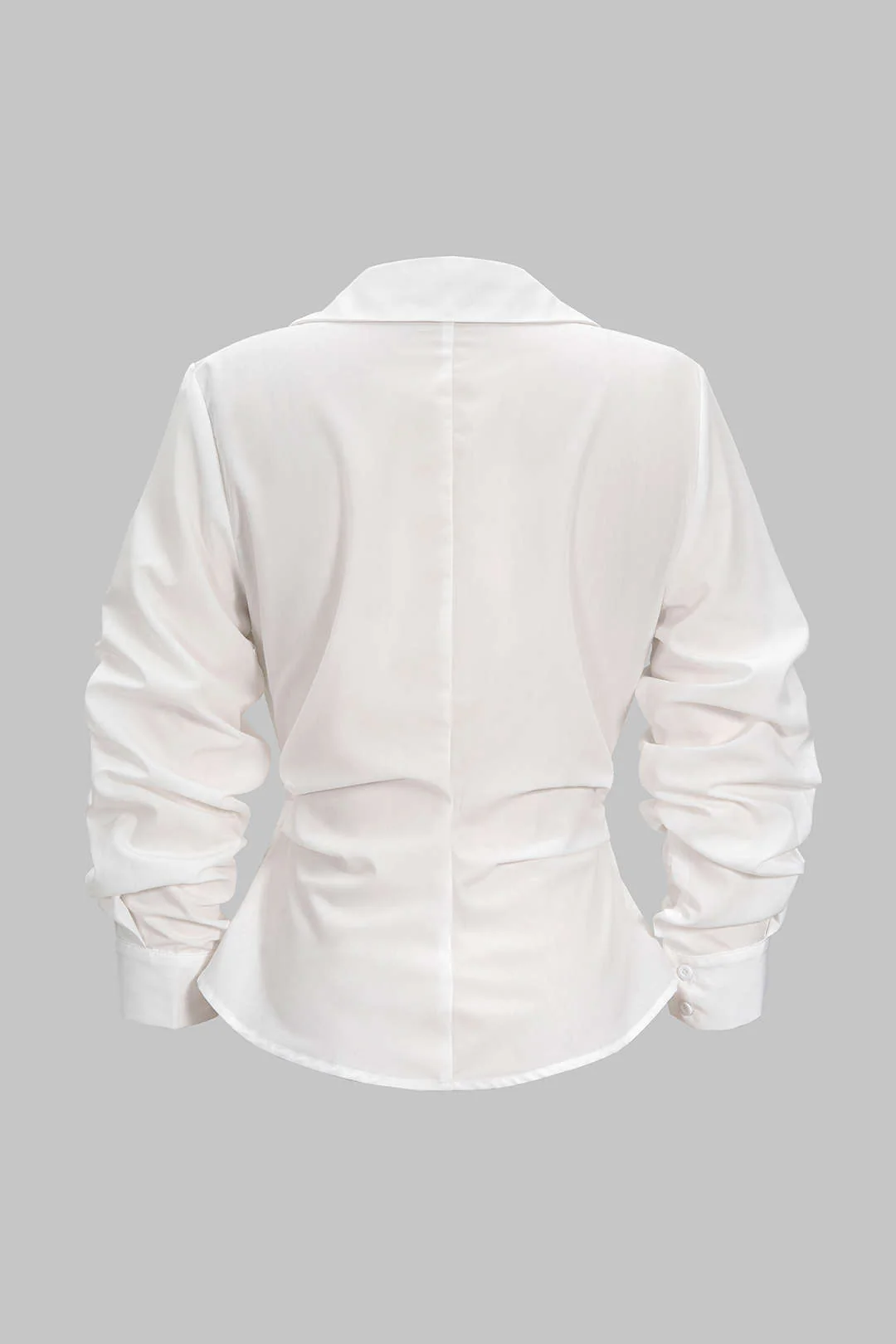 Button Irregular Ruched Long-Sleeve Shirt - Image 2