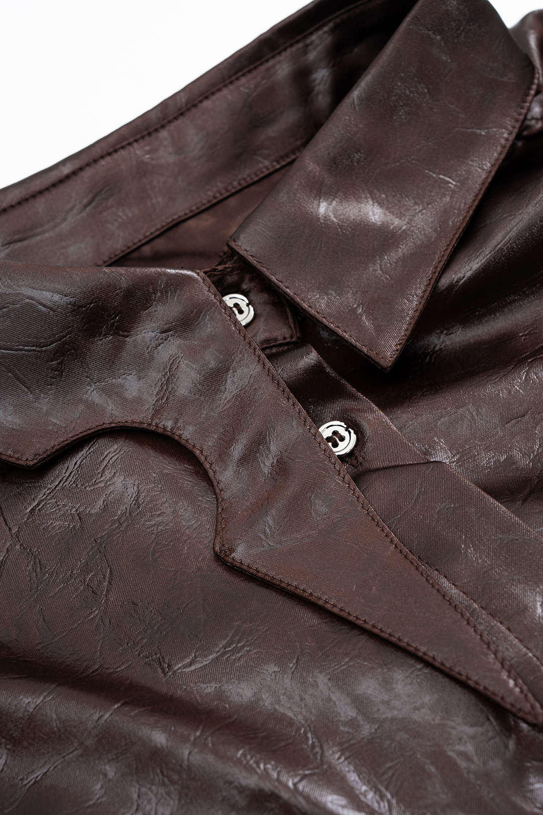Faux Leather Button Long-Sleeve Shirt - Image 4