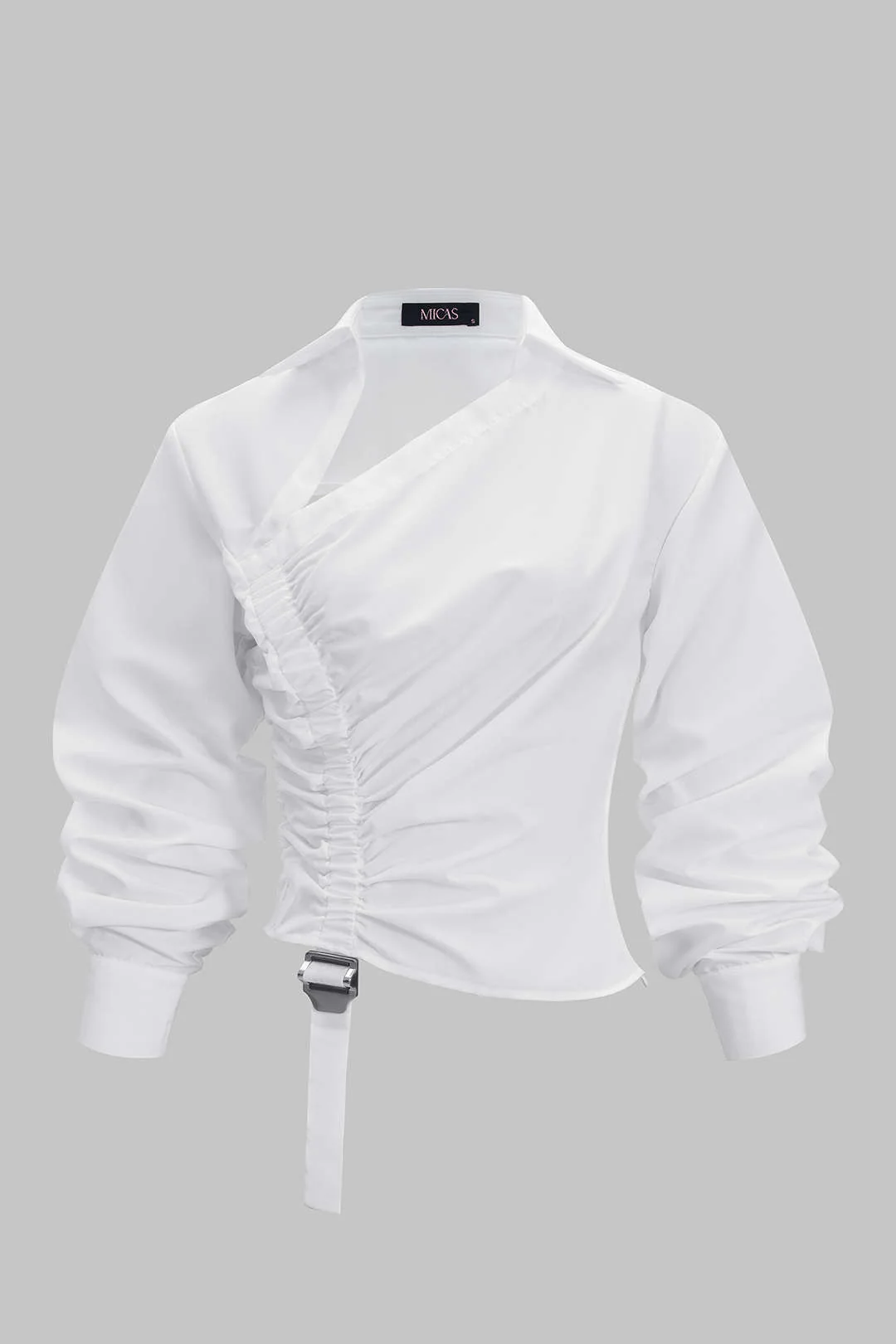 Ruched Drawstring Long-Sleeve Shirt