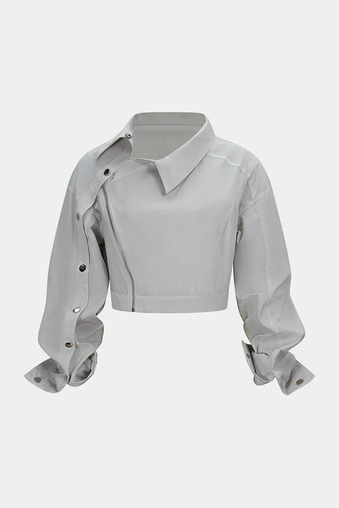 Asymmetrical Zipper Long-Sleeve Shirt - Image 5