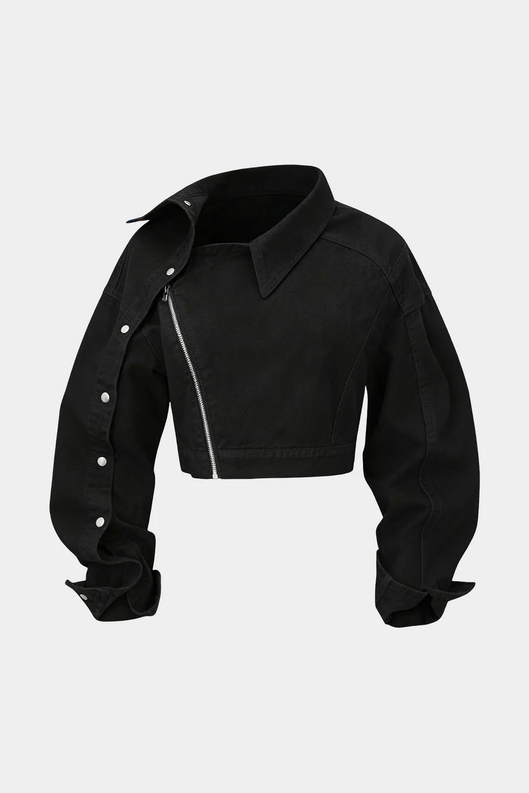 Asymmetrical Zipper Long-Sleeve Shirt - Image 7