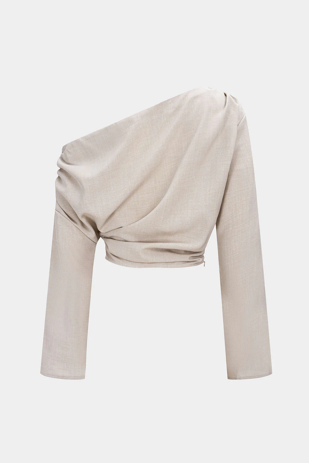 One Shoulder Ruched Long-Sleeve Shirt - Image 2