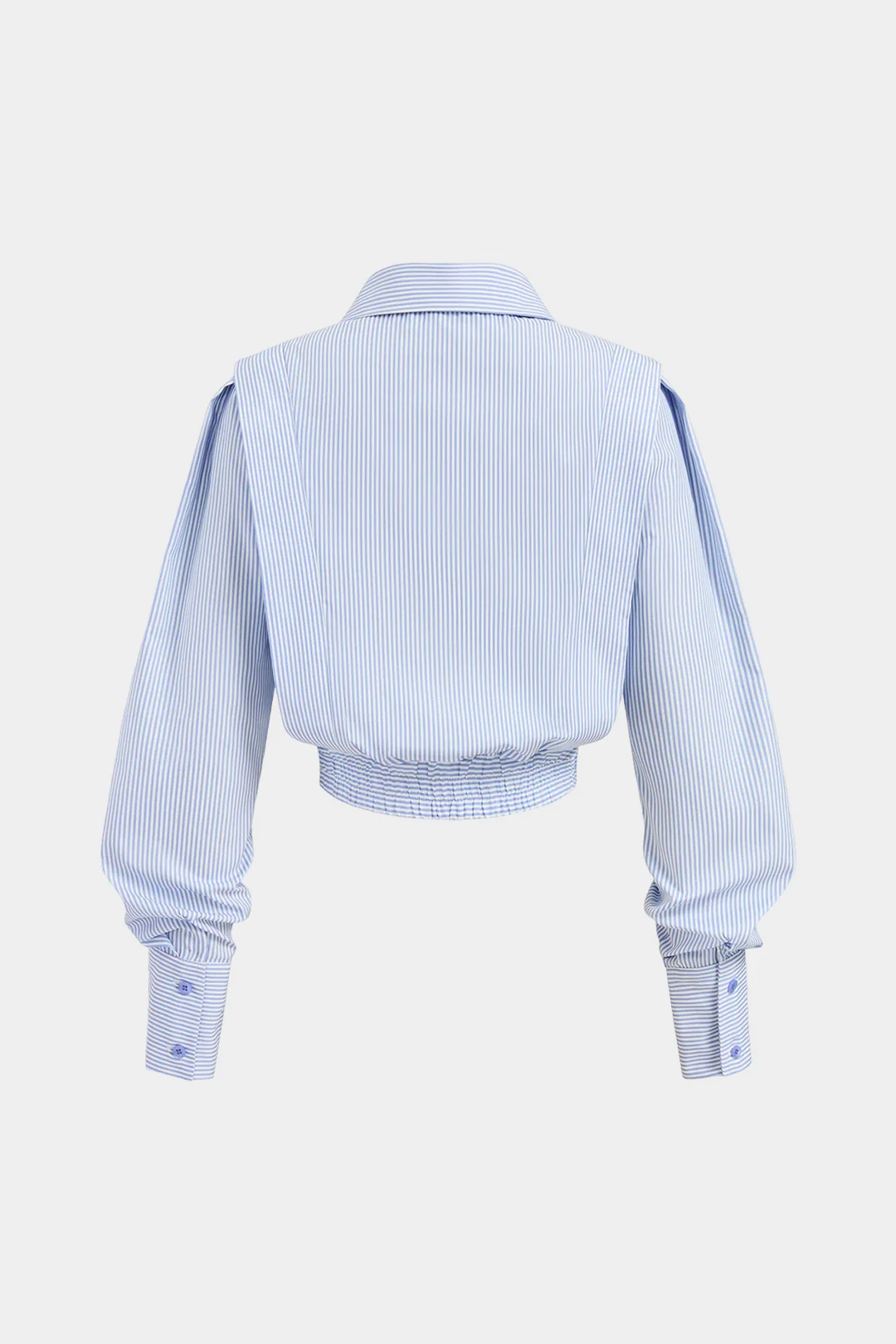 Stripes Print Lapel Button Long-Sleeve Shirt - Image 2