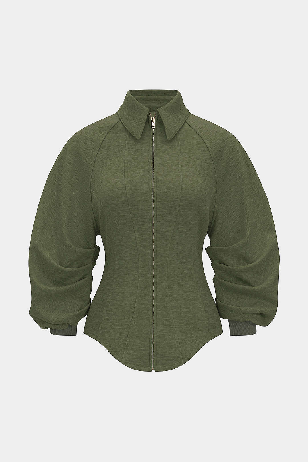 Zipper Ruched Waist-Cinching Sweatshirt - Image 7
