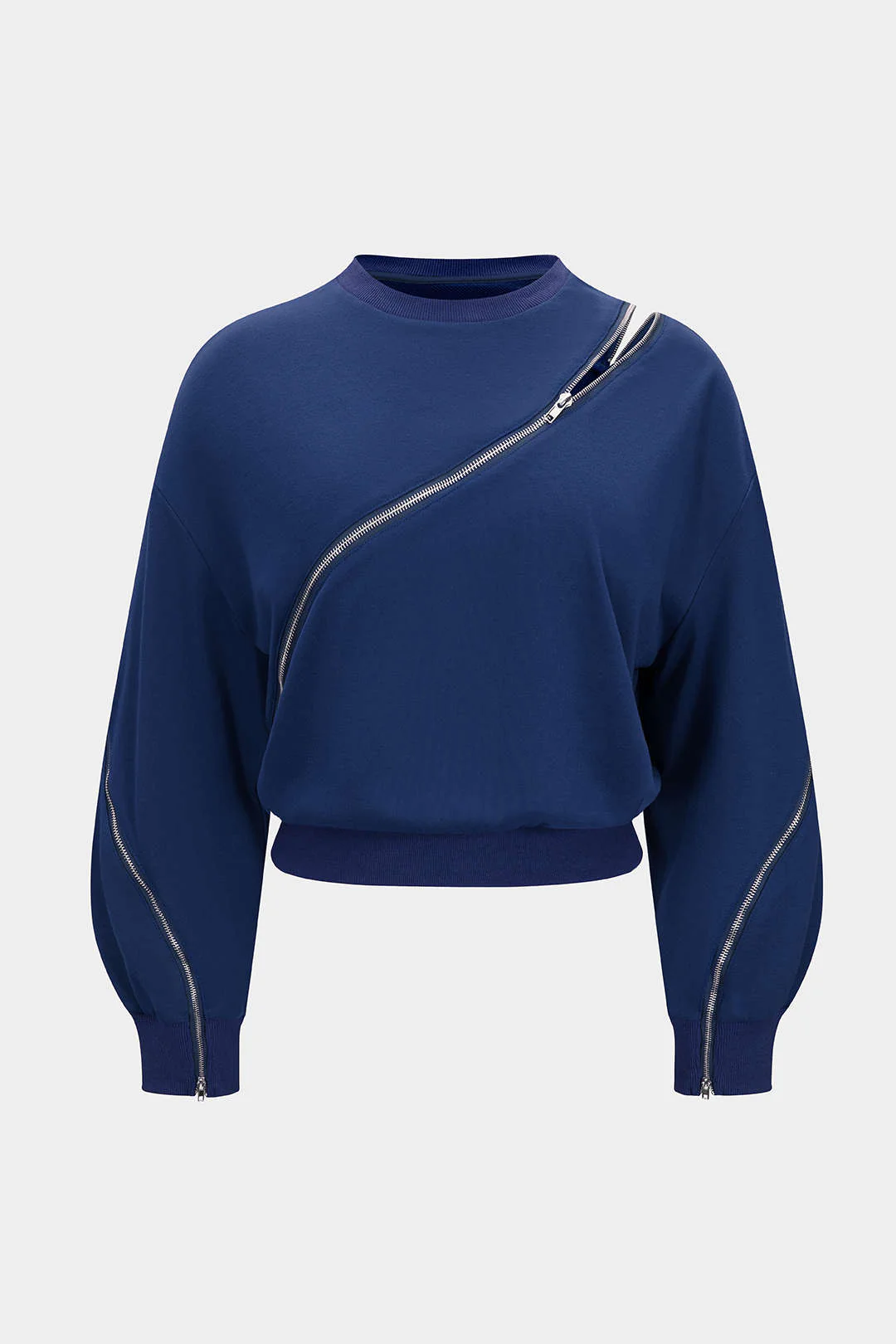 Plus Size Zipper Detail Long Sleeve Sweatshirt - Image 6