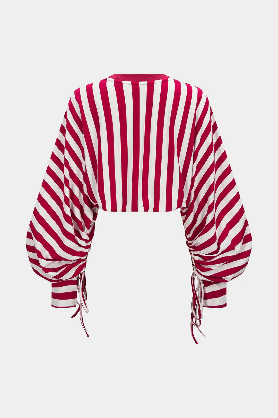 Contrast Stripes Print Tie-Up Long Sleeve Sweatshirt - Image 2