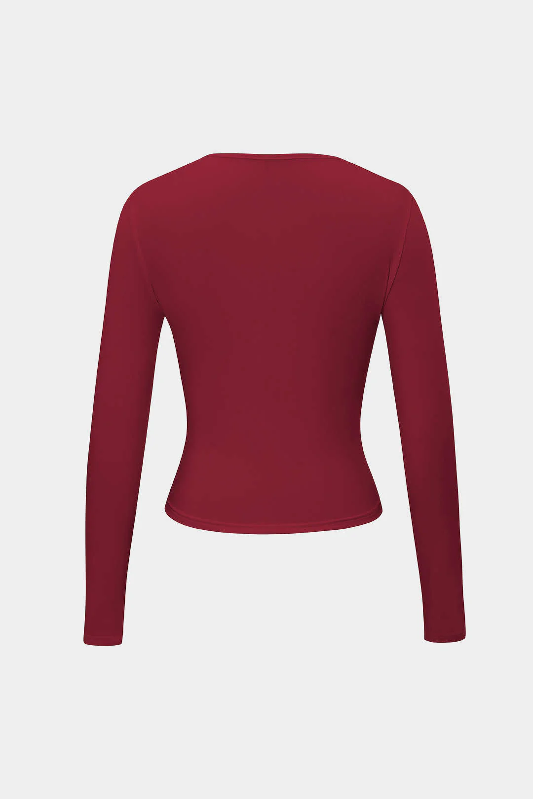 Basic Solid Round Neck Long Sleeve Top - Image 20