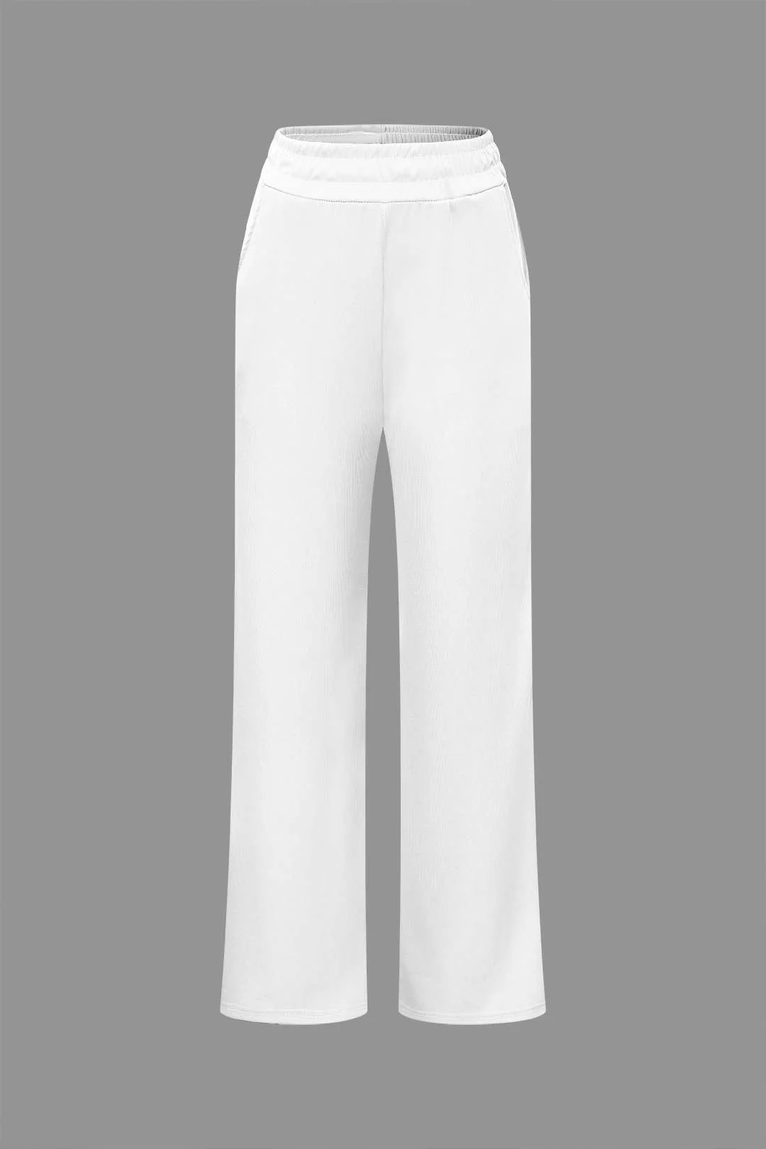 Off Shoulder Ruched Asymmetric Top And Straight Leg Pants Set - Image 11